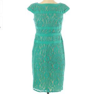 Adrianna Papell Teal Lace Cocktail/Formal Sheath Dress- Sz. 4